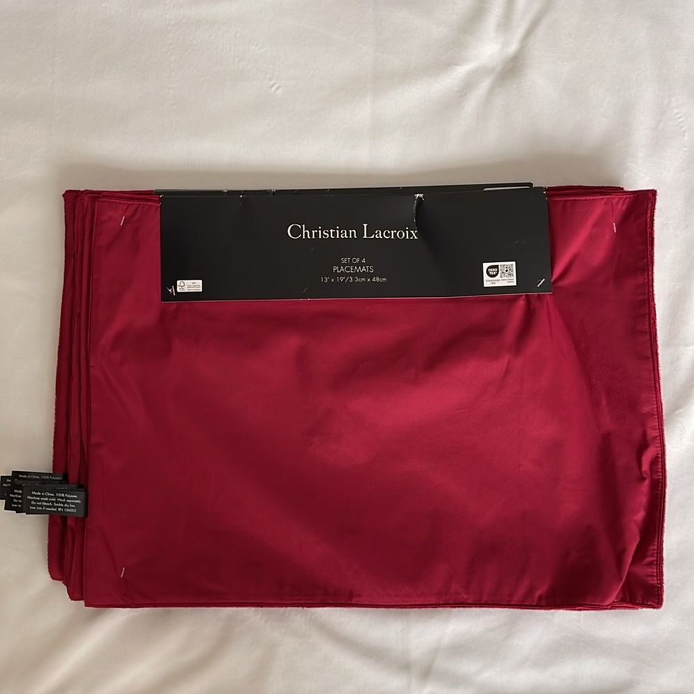 Christian Lacroix Red Velvet Table Placemats, Set of 4 - Picture 4 of 7